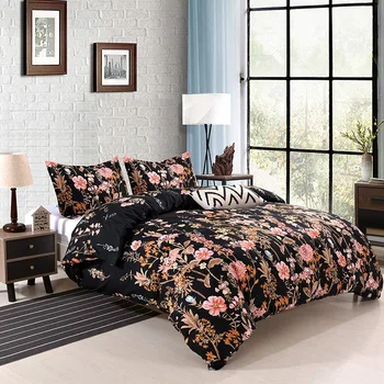 

Lightweight Bedding Duvet Cover, Pillowcase, Floral Pattern Home Textile Three-Piece Double Bed with Supplies Boy Girl Bedding S