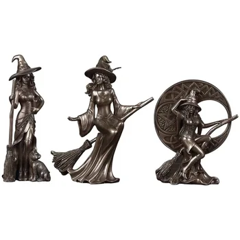 

[Retro] 3pcs/set Europe The United States Creative Modern Minimalist Home Accessories Personality Witch Craft Ornaments Statue