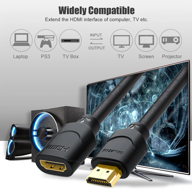 SAMZHE HDMI1.4 удлинитель кабеля для мужчин и женщин 0 5 м/1 м/2 м/3 м HDMI