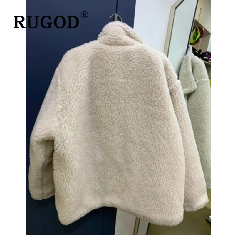 Пальто женское RUGOD уличная мотоциклетная куртка Женская модная овечья шерсть лоскутное хлопковое стеганое зимнее пальто Женская Повседневная Свободная пушистая куртка