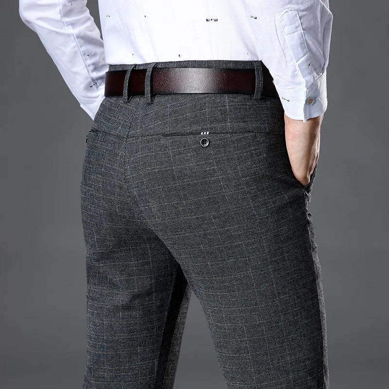 Мужские Стрейчевые повседневные штаны с полосамы мужские всесезонные высококачественные деловые брюки мужские прямые брюки шаровары