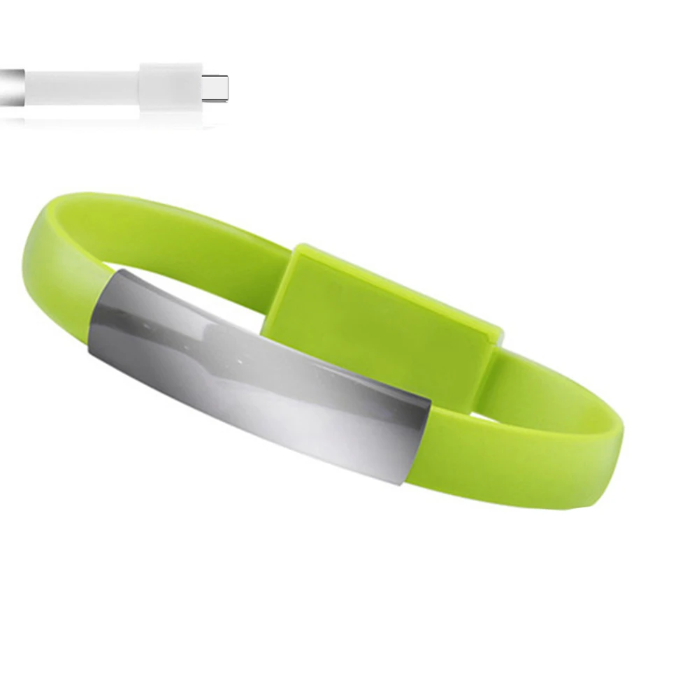 KISSCASE открытый портативный мини тип-c/8Pin/Micro USB браслет данных зарядный кабель pulsera cargador cavo для iPhone 11 X браслет - Цвет: Micro Green