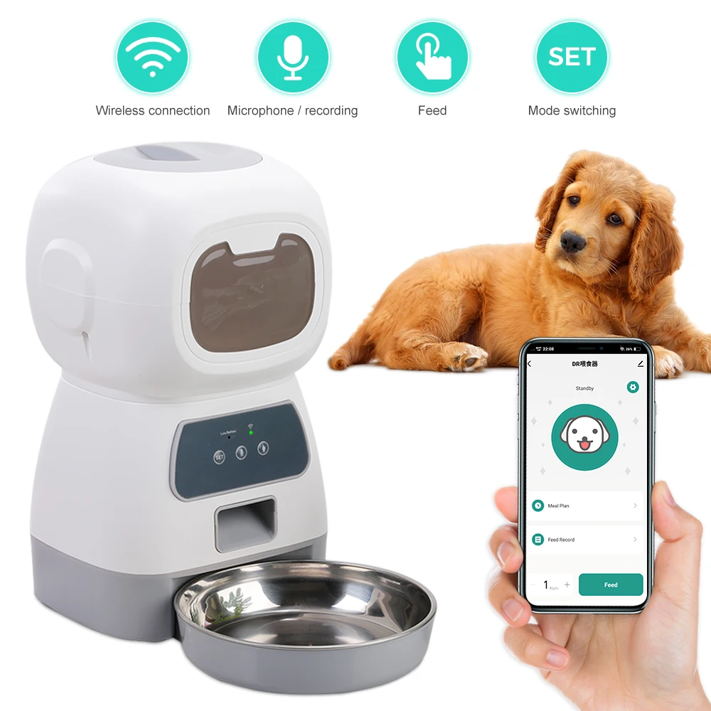 

3.5L Automatic Pet Feeder For Cats WiFi Smart Swirl Slow Dog Feeder With Voice Recorder Large Capacity Timing Cat Food Dispenser