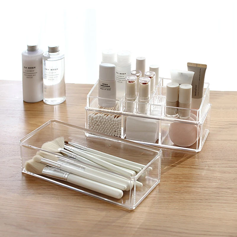 Portable Transparent Makeup Organizer Storage Box Acrylic Make Up Cosmetic Drawers | Дом и сад