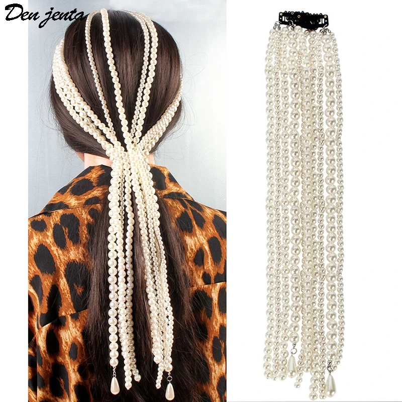 Boho Ethnic Wedding Hair Accessories Pearl Tassel Extension Combs Head Ornament Woman Jewelry | Украшения и аксессуары