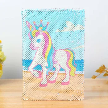 

New A5 Notebook Color Reversible Sequin Unicorn Diary Notebook 78 Page Notebook Journal DIY Personal Diary