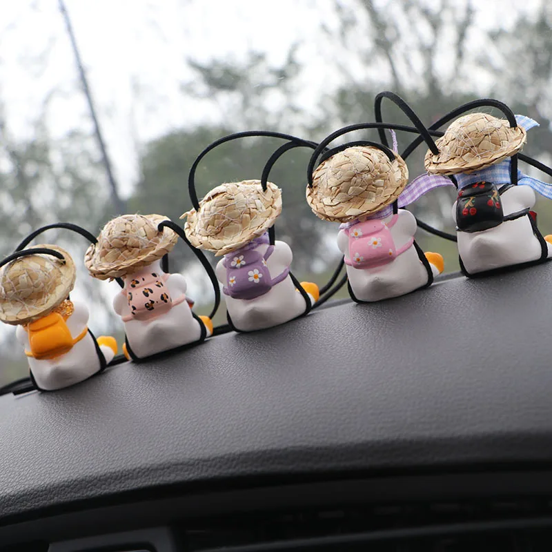 Valicaer Ciondolo Anatra Altalena - Decorazione Specchietto Auto Con Sciarpa E Cappello