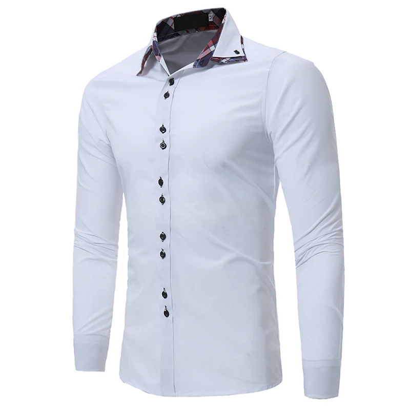 Мужская Повседневная рубашка Slim Fit Мужская Повседневная рубашка на пуговицах с длинным рукавом официальные сорочки мужская одежда