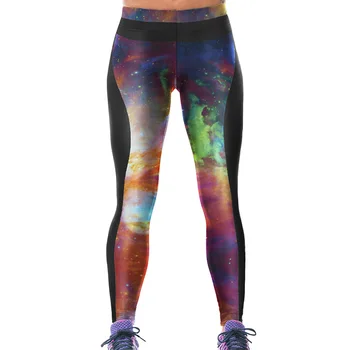 

New Hot Sale Women Gold Print Leggings No Transparent Exercise Fitness Leggings Patchwork Push Up Female Pants Leggins
