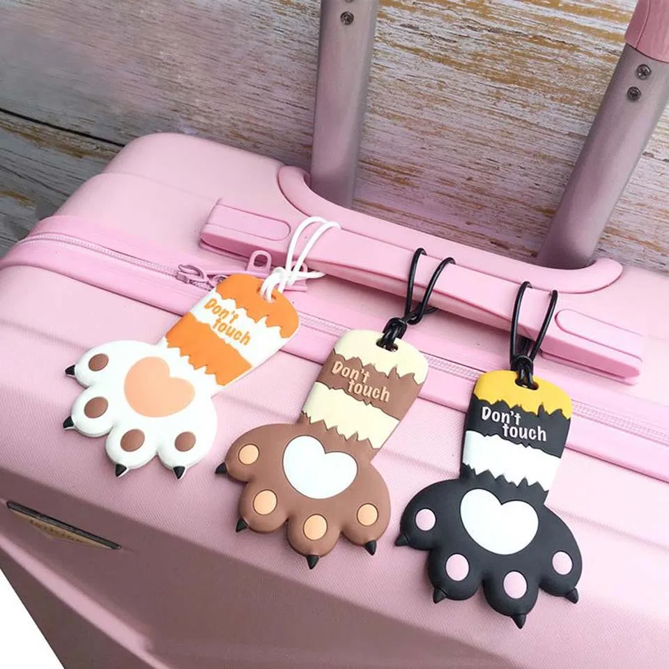 

INS CUTE Chi's CAT CLAW 11.5CM Approx. Girl's Silicone Rubber Travel Luggage Tag Holder ; Luggage Label Name TAG Case