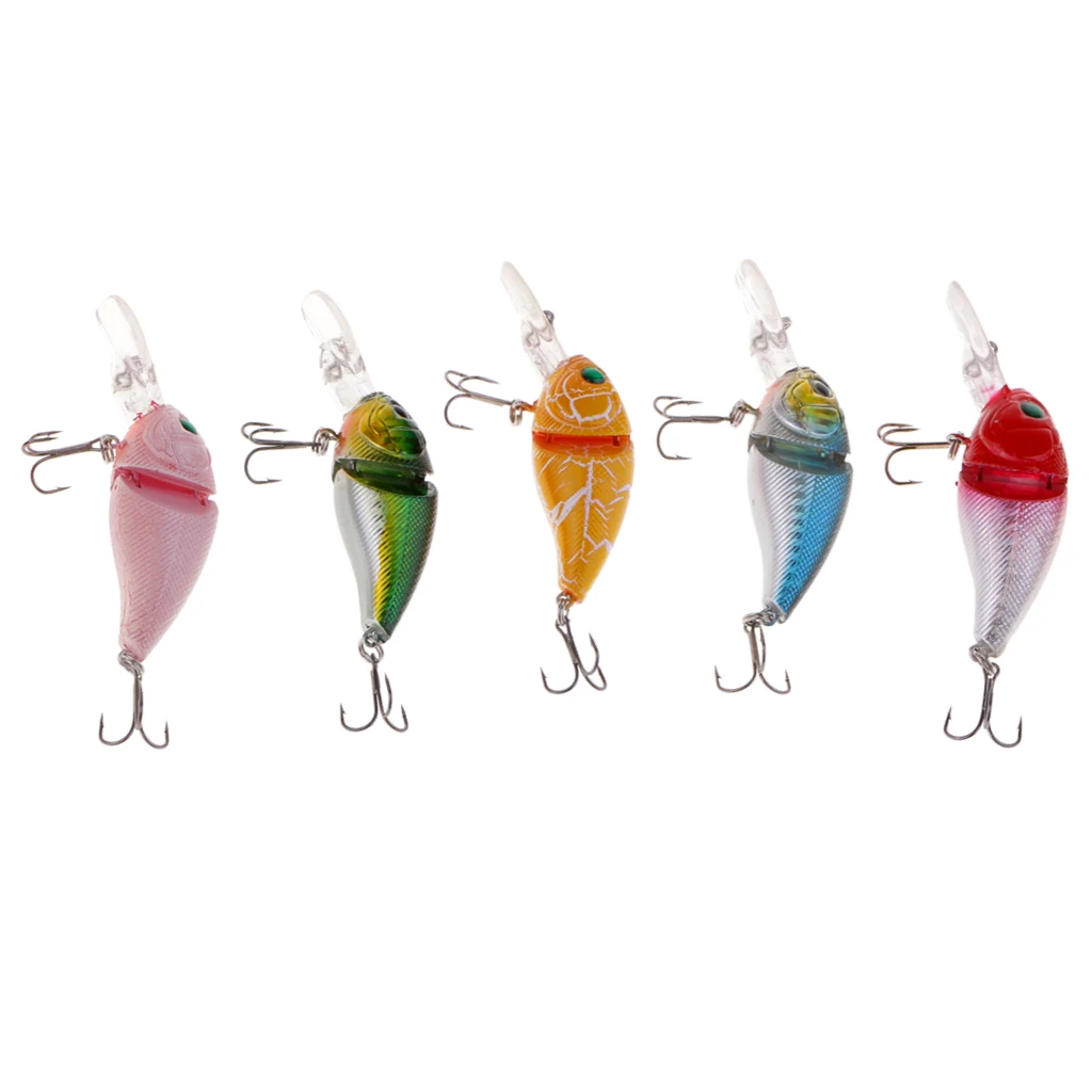 5pcs Plastic Minnow Fishing Lure Floating Artificial Hard Bait Lifelike VIB Jointed Crankbait