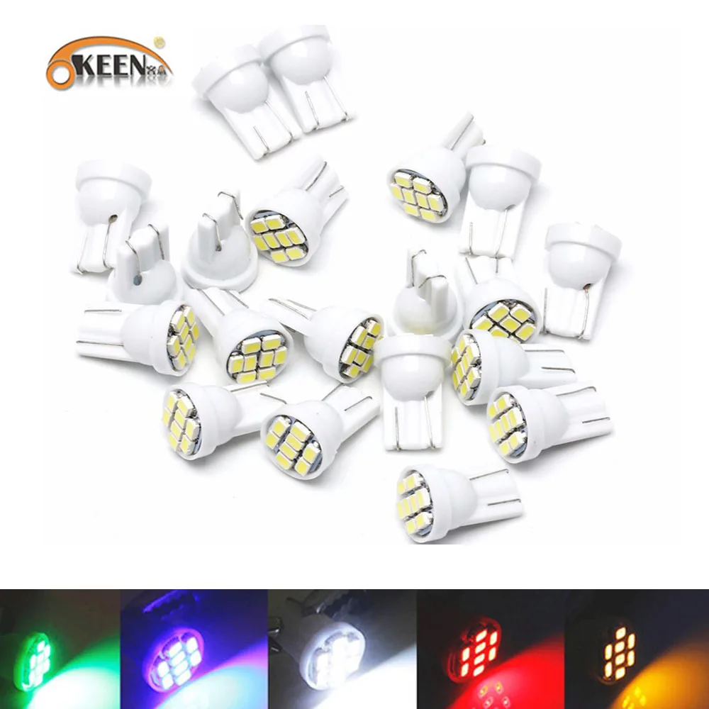 

200pc 1206 8SMD T10 W5W 194 168 192 Auto Car Wedge Marker LED Clearance Light Tail Side bulb Lamp Styling White blue red