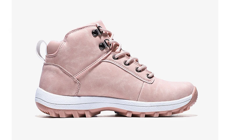 Winter Outdoor Plush Warm Snow Boots For Women PU Leather Waterproof Snow Shoes Pink Fashion Ankle Boots Woman Big Size 42
