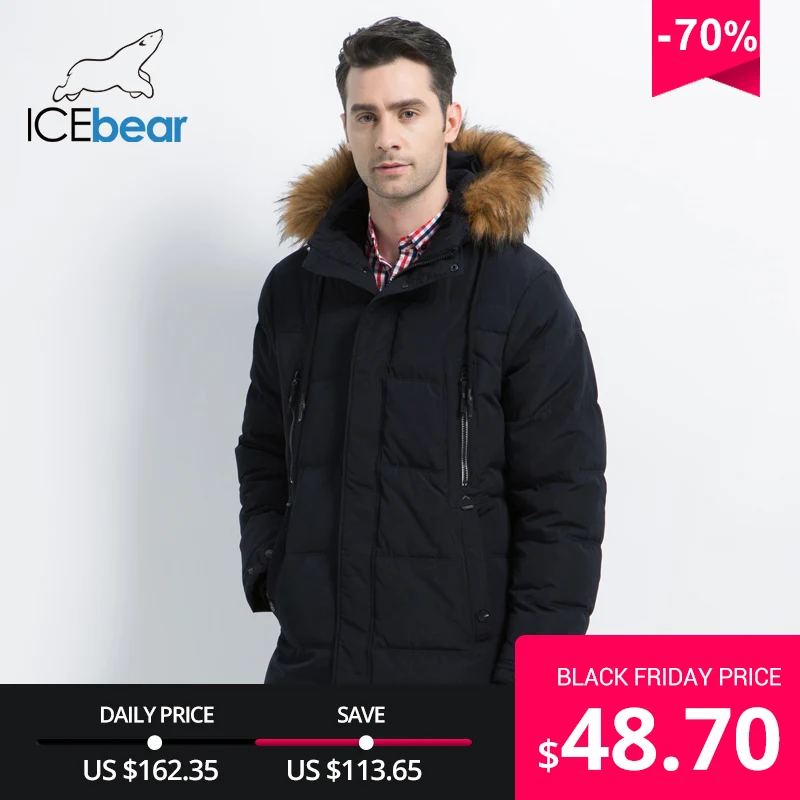 3216.22руб. 70% СКИДКА|ICEbear2019 Новые мужские хлопчатобумажная одежда Модная мужская куртка с капюшоном Мужское пальто Толстая теплая  одежда высокого качества Мужские зимние парки MWD19903D-in Парки from Мужская одежда on AliExpress 