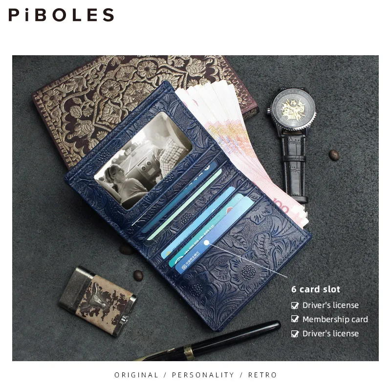 Portable Genuine Leather Men Wallet Handmade Cowhide Short Wallets Retro Credit Card Hodler Coin Purse Photo Slot Pocket