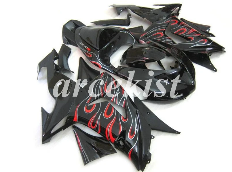 

4 Gifts New ABS Motorcycle Full Fairings kit Fit For Kawasaki Ninja ZX-10R ZX10R 2006 2007 06 07 Custom Flame red