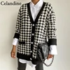 Celandine Black Houndstooth V Neck Vest Cardigan Women Loose Sleeveless Knitted Sweater Fashion Casual Jumper Autumn Winter 2022 ► Photo 3/6