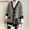 Celandine-cárdigan negro de pata de gallo con cuello de pico para mujer, suéter de punto holgado sin mangas, Jersey informal de moda para Otoño e Invierno 2022 ► Foto 3/6