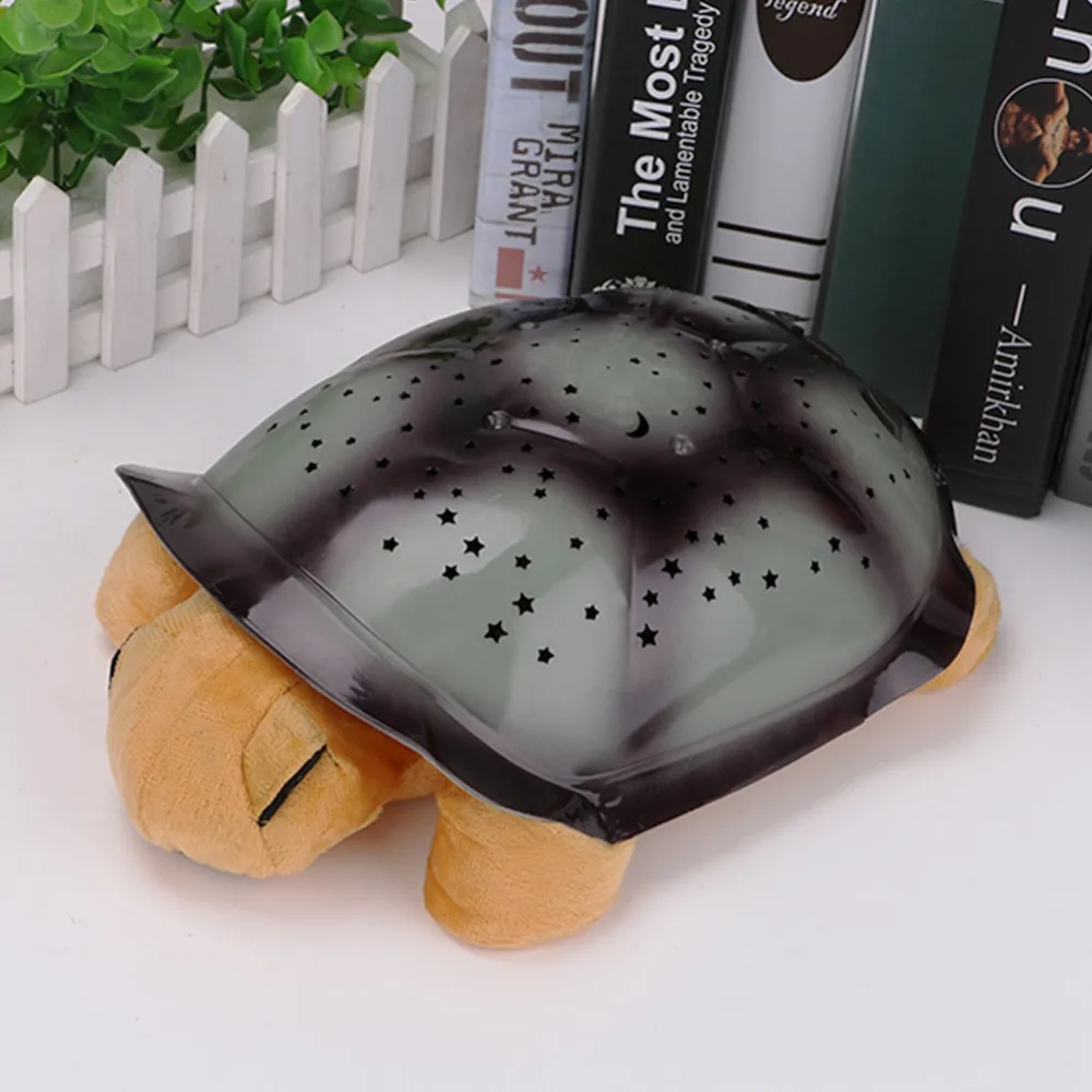 Night Lamp USB Powered Plush Bedroom Nightlight Coquimbo Sleeping Turtle Nursery Night Light With Baby Music Projector Star