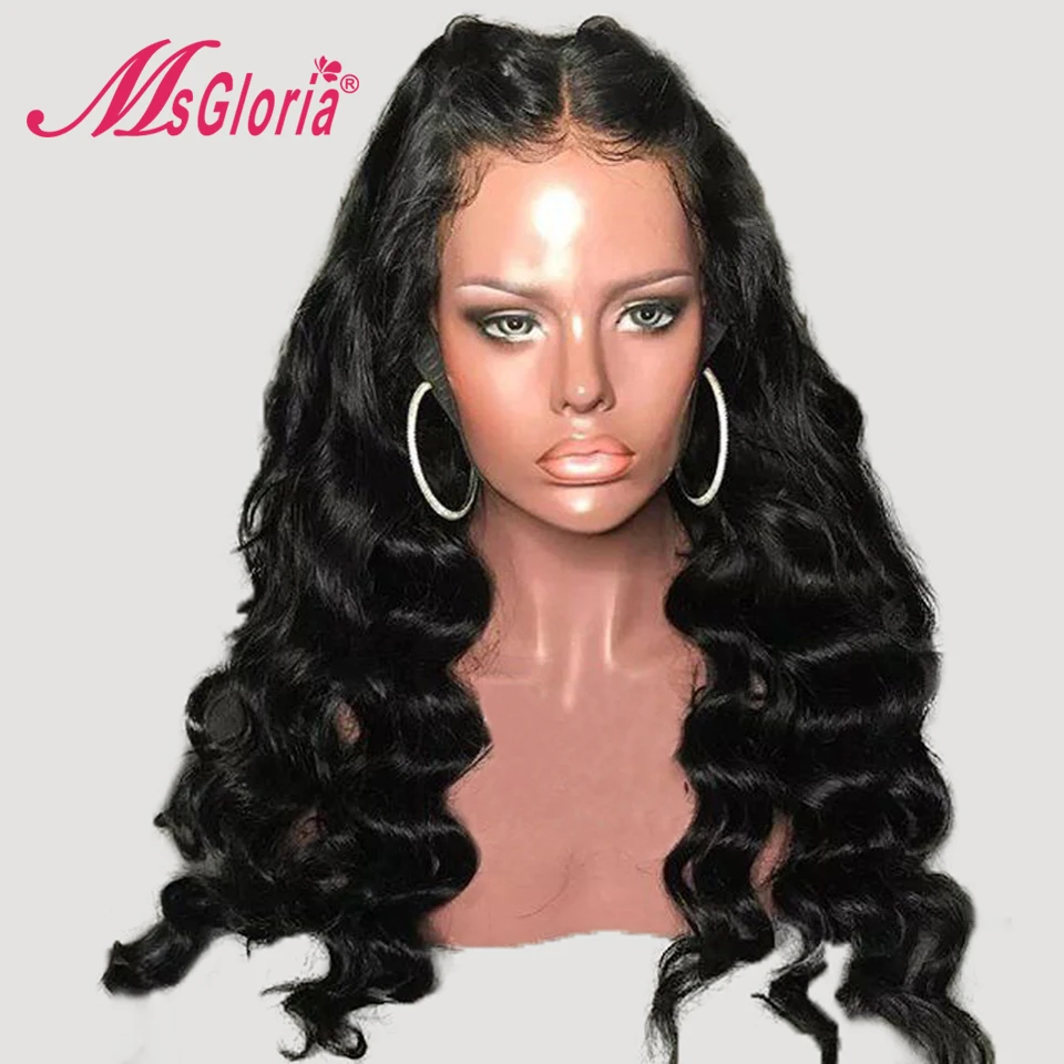 Шелковая основа 13*4 человеческие волосы на кружеве парики для черных женщин предварительно сорванные перуанские волосы Remy волнистые человеческие волосы парики с волосами младенца