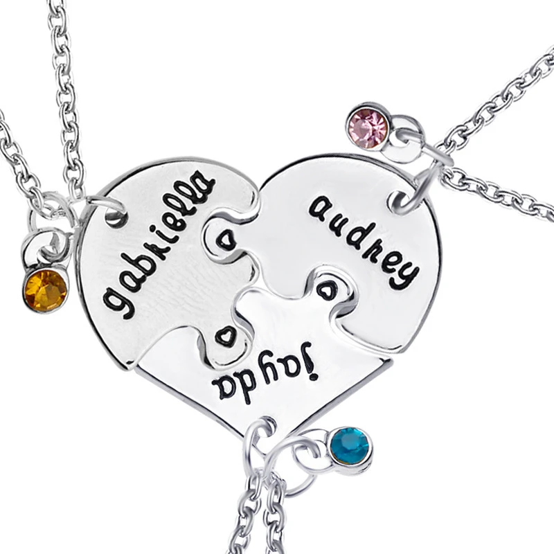 3pcs S6387 3 Pcs Best Friend Necklaces Set For Women Star Moon Pendant Chain Necklace Bff Choker Girl's Gift Rhinestone Letter Necklaces - Окраска металла: 3pcs S6387