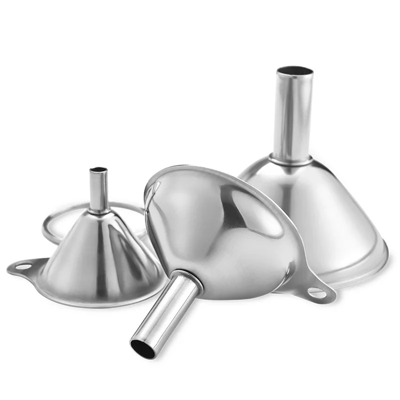 Manufacturer's direct sale Stainless Steel Mini funnel three piece liquid packager oil leakage integrated wine leakage - Цвет: Type D 7.5cm