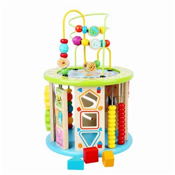 

Activity Cube, 10 in 1 Bead Maze Multipurpose Educational Toy Wood Shape Color Sorter for Kids