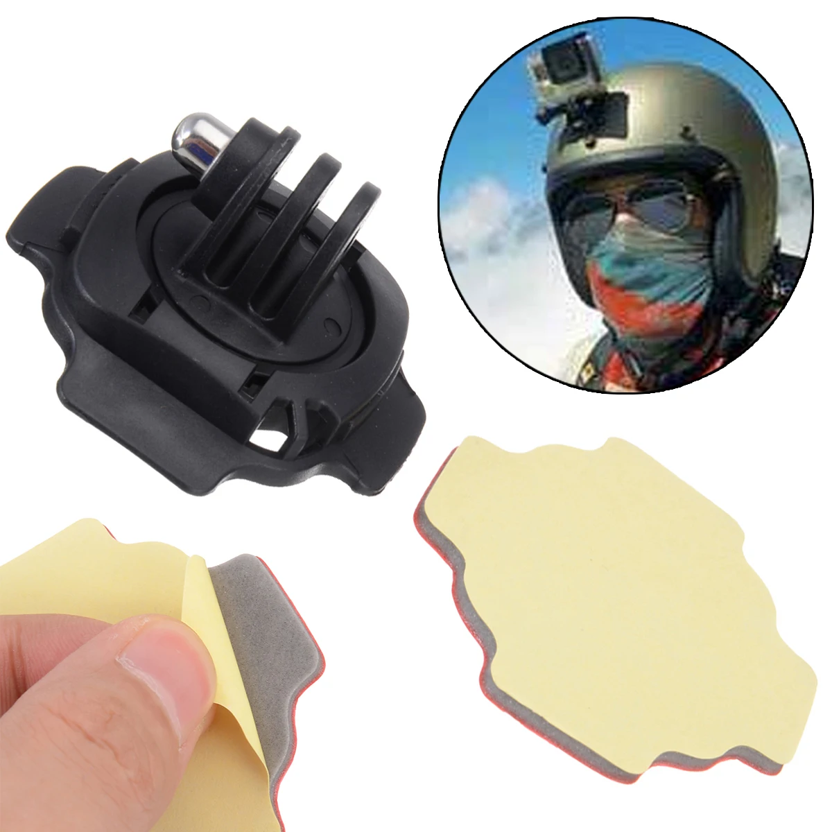 

New 360 Degree Helmet Adjust Mount Adapter with Sticker For GoPro HERO 4 1 2 3 3+ Mayitr