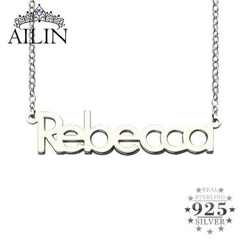 

AILIN Custom Necklace With Name Personalized Pendant 925 Sterling Silver Cable Chain Party Christmas Jewelry Gifts For Women