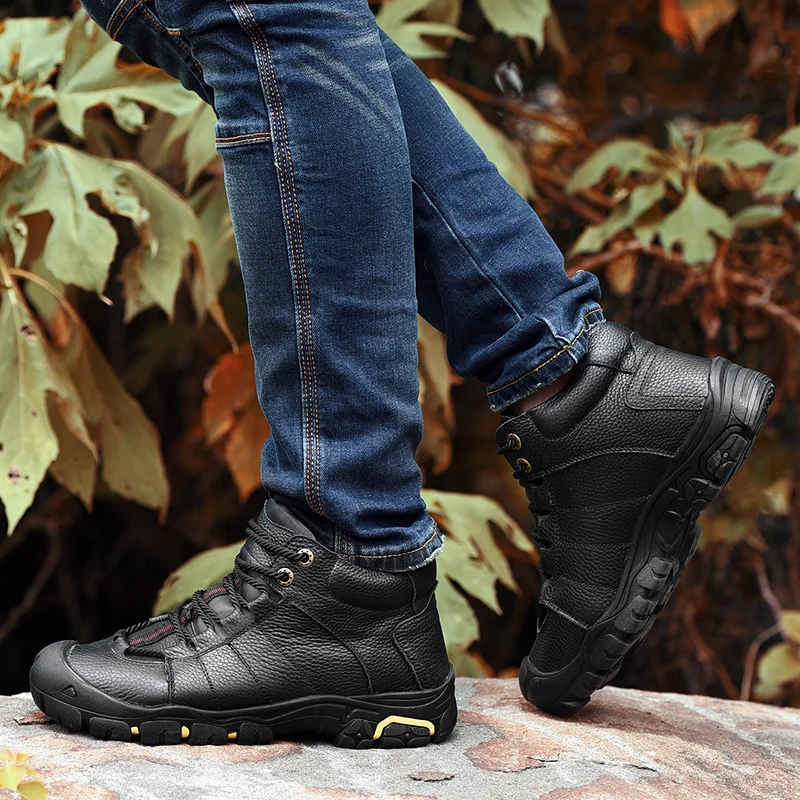 Мужские ботинки из натуральной кожи; Модные ботильоны; зимняя обувь; Мужская Рабочая обувь; мотоциклетные армейские ботинки; Мужская обувь; большие размеры 38-45