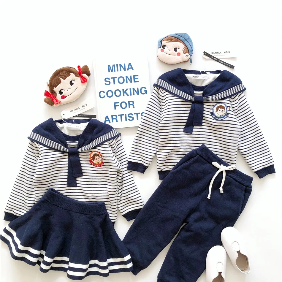 Tonytaobaby Зимний новый детский костюм с милым мультяшным синим воротником для
