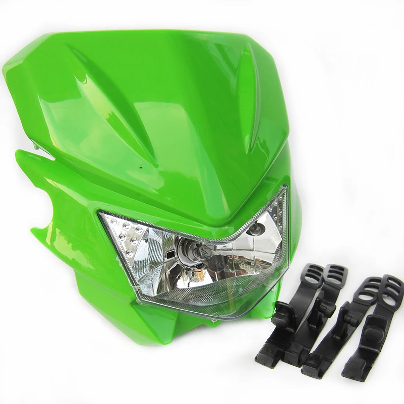 Мотоцикл мотокросса 12 в 35 Вт H4 фара обтекатель для KLX KX 110 WR250F WR450F фара фары грязи велосипеды внедорожных