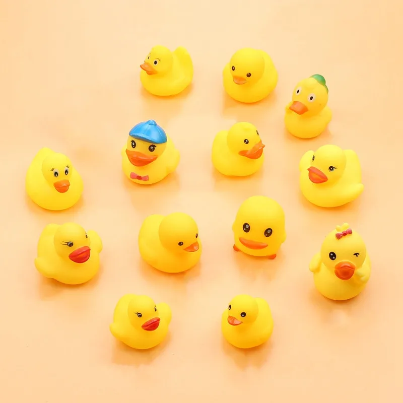 Beach Bath Float Cute Yellow Duck Kawaii Animal Rubber Ducks Funny Toy Baby Bath Bathroom Swimming Pool Water Toys For Children