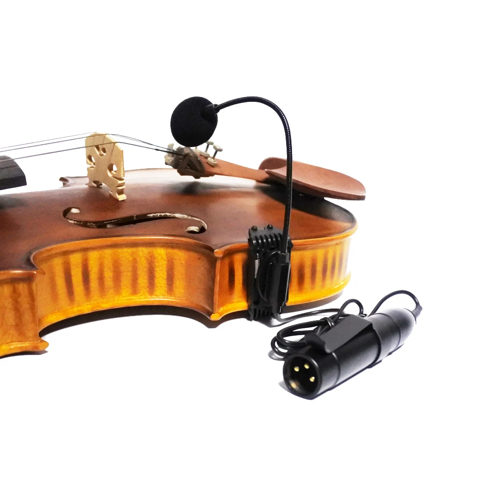 4/4 Acoustic Violin Fiddle Gooseneck Clip On Condenser Microphone With