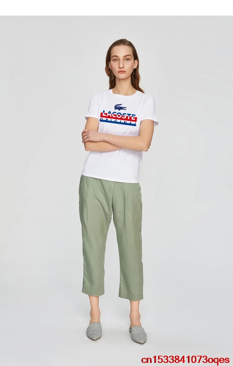 Lacoste- New Original Brand T Shirt Women Tops Summer Short Sleeve Fashion T-shirt 100% Cotton Tshirt 2LA101
