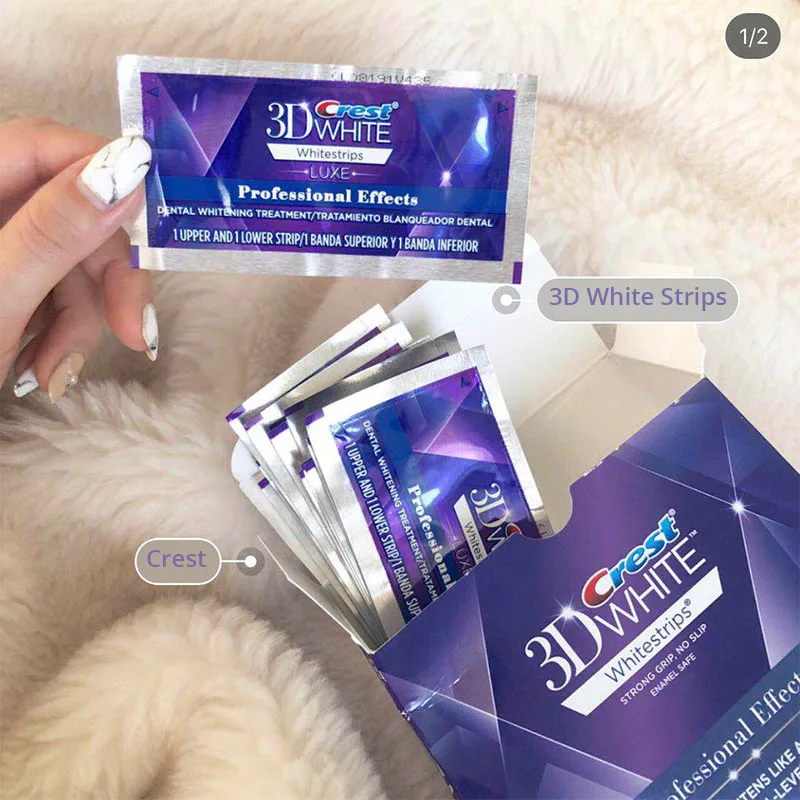 3D White Teeth Whitening Strips Professional Effects White Teeth Dental Whitening Whitestrips 5/10/14/16/20 Pouches Option teeth whitening strips