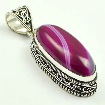 

Botswana Agates Pendant Silver Overlay over Copper , 53 mm, P4862