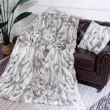 Manta de piel de conejo Natural auténtica, manta de piel de conejo Real, almohadas suaves, OEM de fábrica