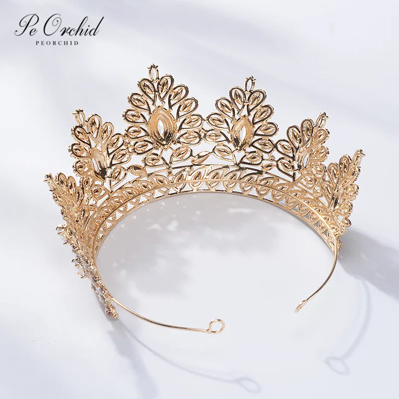 PEORCHID стразы, свадебная корона, серебро, шампанское, золото, свадебная корона, ободок для волос, тиара, Кристальные украшения для волос, Женские аксессуары