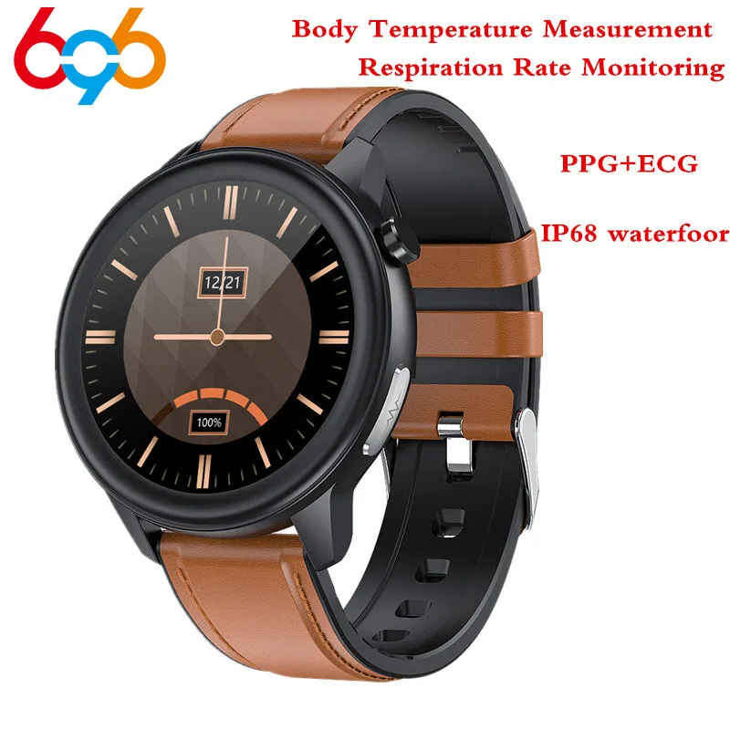 

E80 Body Temperature Measurement Smart Watch Men Women PPG+ECG IP68 Waterproof Respiration Rate Fitness Tracker SmartWatch