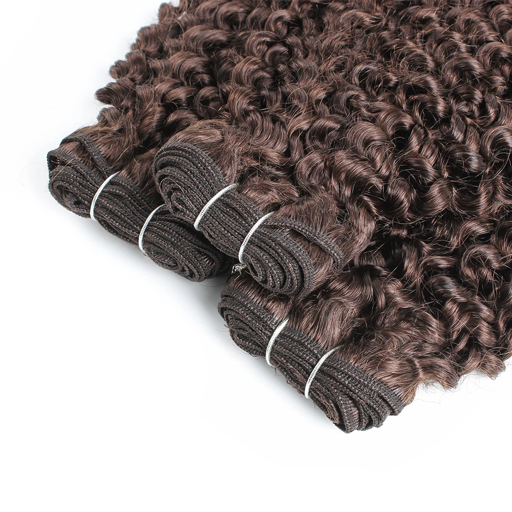 Kisshair #4 Jerry Curly Dark Brown Hair Bundles 1/3/4pcs/lot 10 to 24 Inches Pre-colored Brazilian Human Hair Extension