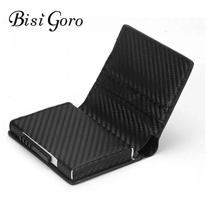 

BISI GORO RFID Card Holder Credit Card Wallet Metal Men Women Single Box Minimalist Wallet Aluminium Blocking Wallet for Cards
