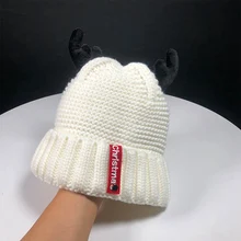 Женская шапка, кашемировая шапка-рога, шапка Skully, трендовая, теплая, не сужающаяся книзу, мягкая, эластичная, вязаная, шлёпанцы, зимние шапки бини