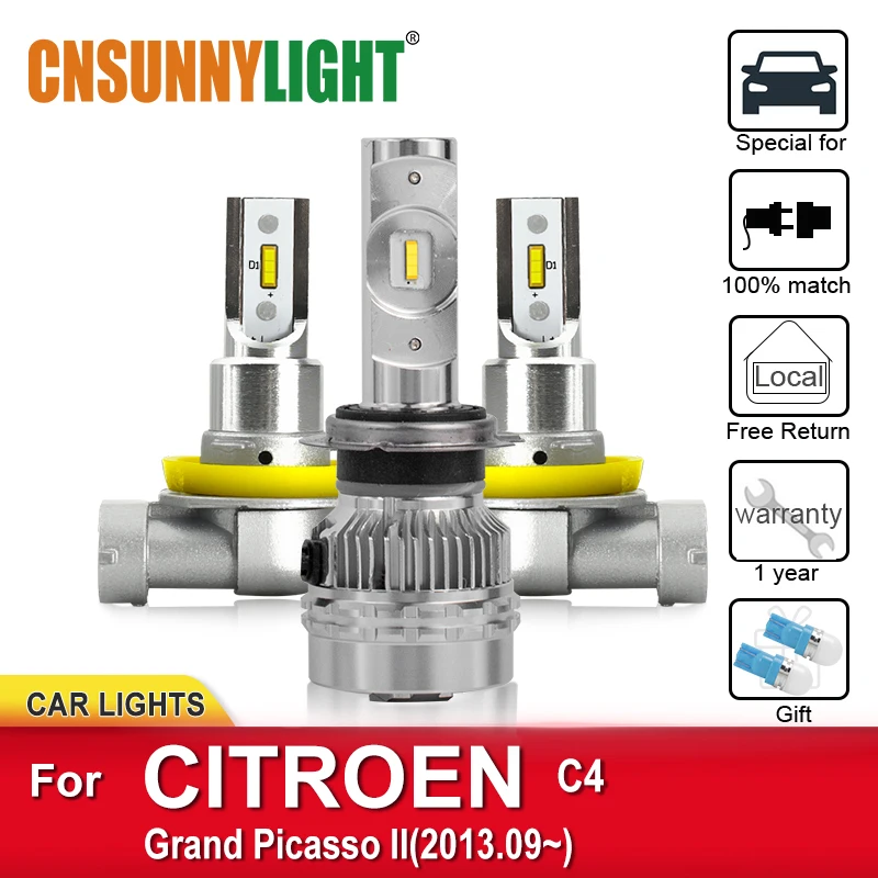 

CNSUNNYLIGHT Car Super Bright Headlight Bulbs For CITROEN C4 Grand Picasso II From 2013 Foglamp Bulb Waterproof Led H7 Headlamp