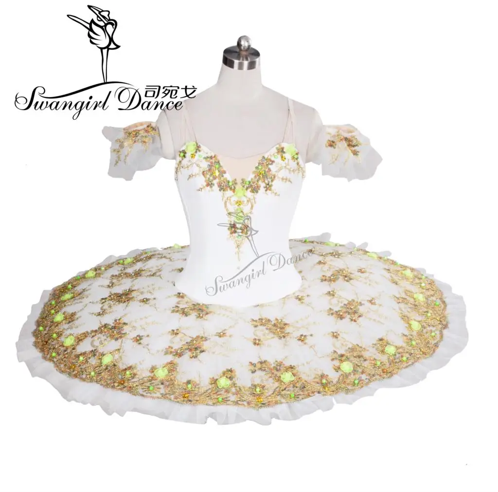 Adult sleeping beauty white professional ballet tutus with cute flowers pink Classical ballet Tutu ballerina tutu girlsBT8991