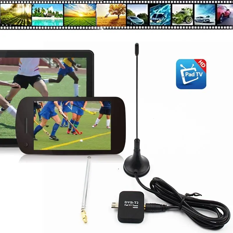 DVB-T2 Pad ТВ-приемник с USB цифровой спутниковой ТВ-палкой ключ USB ТВ-тюнер для HD цифрового ТВ часы Live tv палка для Android