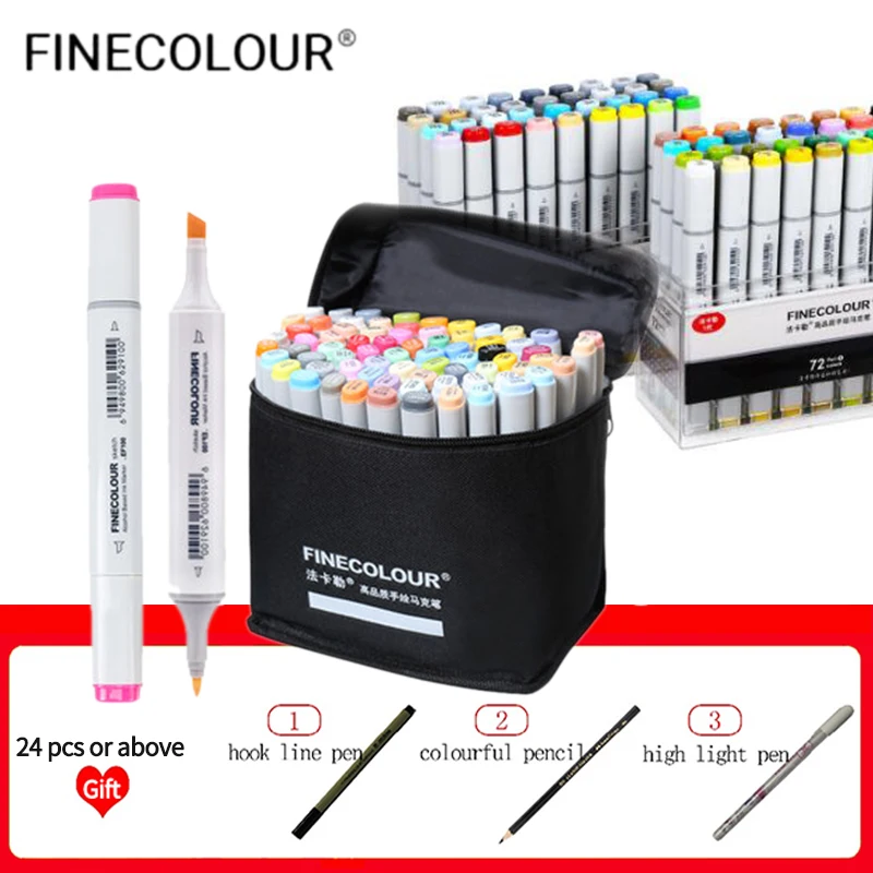 Профессиональный маркер Finecolour EF100 24/36/48/60/72 цветов на спиртовой основе двойной