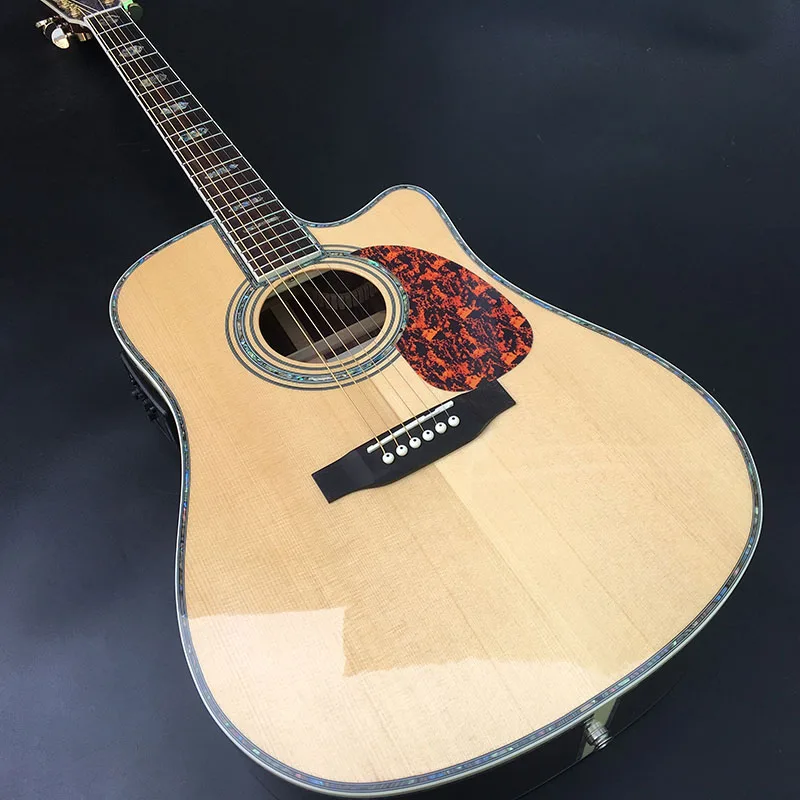 

Factory custom 41'' 45 D 20 frets pearl inlay and binding acoustic guitar with EQ,colorized shell edge free shipping