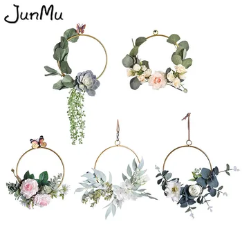 

Artificial Metal Easter Flower Wreath Iron Ring Wedding Party Deco Supplies DIY Floral Hoop Crafts Home Hanging Ornament