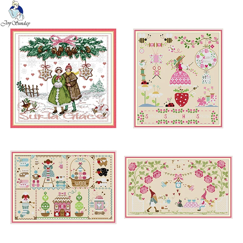 Joy Sunday simple cartoon pattern series count cross stitch 14ct 11ct cross stitch kit DIY handmade needle and thread embroidery